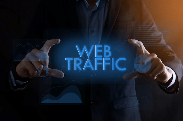 business man hands holding inscription web traffic with different graphs successful business concept website traffic improvement seo 150455 2053